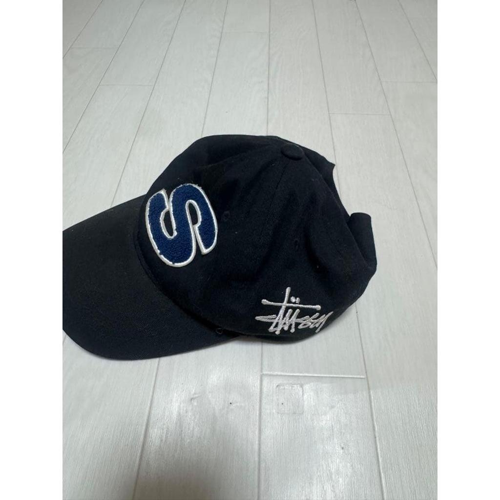 Used Stussy S logo baseball cap black
