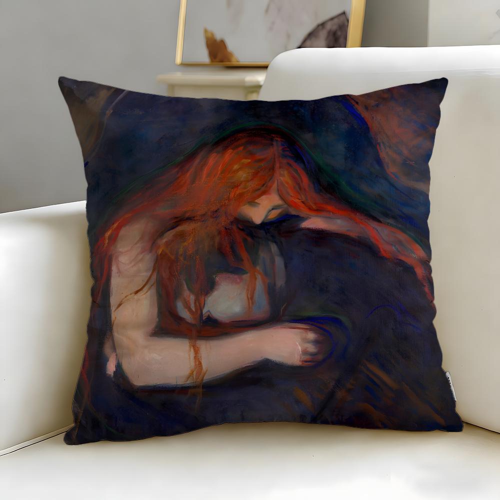 Classic Painter Edvard Munch Cushion Cover Soft & Easy-Wash Pillow Case – Versatile for Couch, Bed, Travel and Office