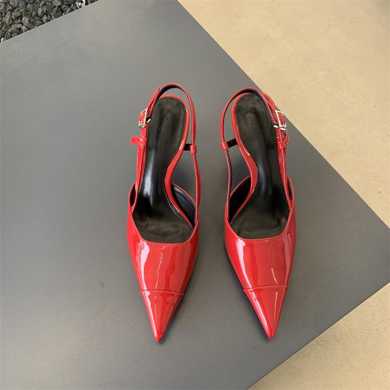 

2025 spring and autumn new women s shoes fashion temperament European and American style pointed high heels women s thin heels empty single shoes wom 39 червоний