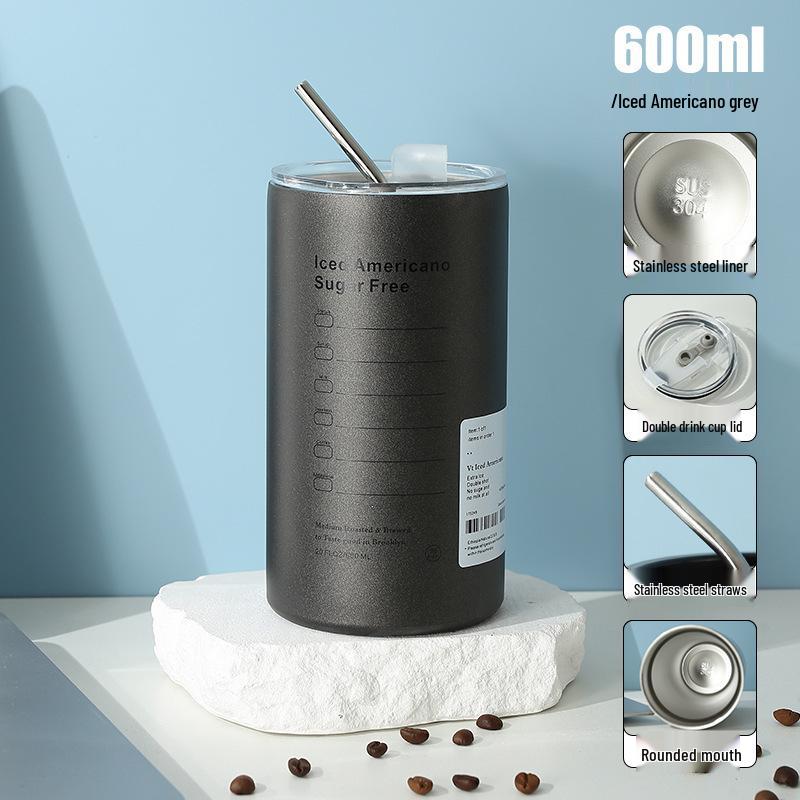 Stainless Steel Insulated American Travel Coffee Cup with Straw