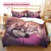 Husky and flowers Pattern Bedding Home Decoration Birthday Gift (1 * duvet cover + 2 * pillowcase, without core)