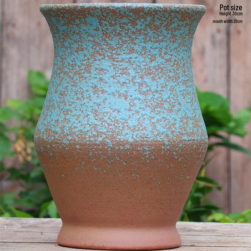Handmade Coarse Pottery Flower Pot - Large Ceramic Jar for Bougainvillea & Hydrangeas