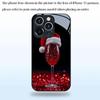 Christmas hat red wine glass patterned tempered glass phone case suitable for iPhone 17 16 15 14 13 12 11Pro/Max/Plus shockproof