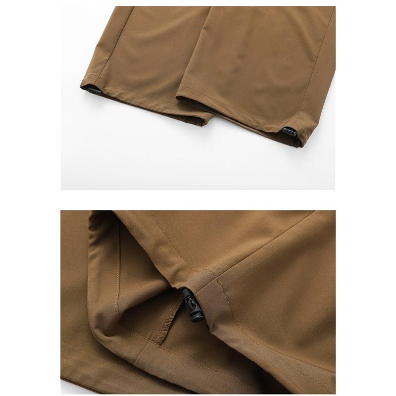 High Quality Ice Silk Waterproof Zipper Multi Pockets Casual Pants Men Solid Straight Elastic Waist Trousers Loose Cargo Pants