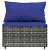 Vidaxl 3-Cz. Garden Lounge Set, Cushions, Grey PE Rattan