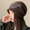 Autumn Winter Warm Lazy Cap Knitted Small Face Cold Hat Retro Slouchy Beanie Cap  Wrap Head Cap