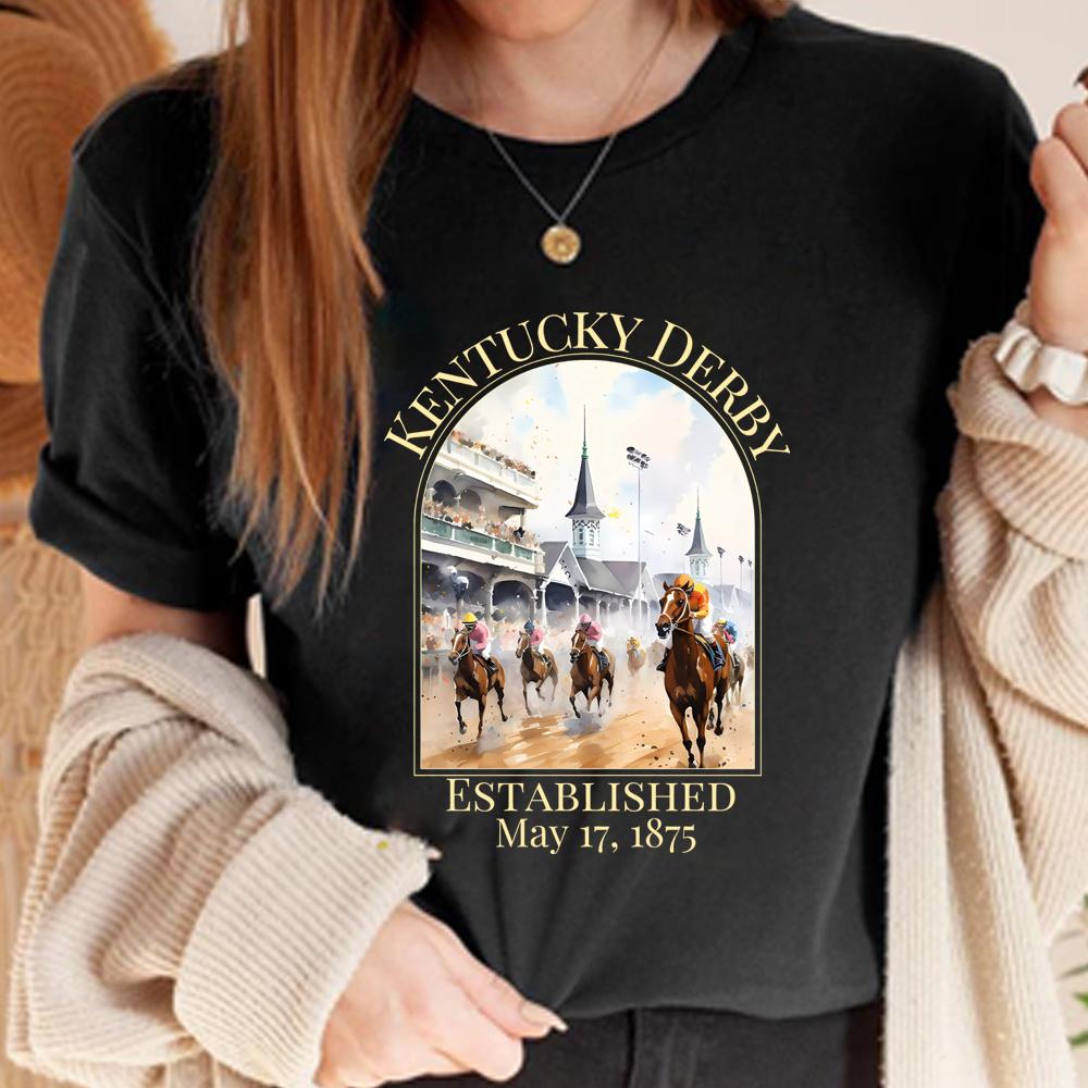 Kentucky Derby Race TShirt Horse Graphic Shirt Kentucky Derby Watercolor Tshirt Derby Party Tee Horse Race Top Horse Lover Gift