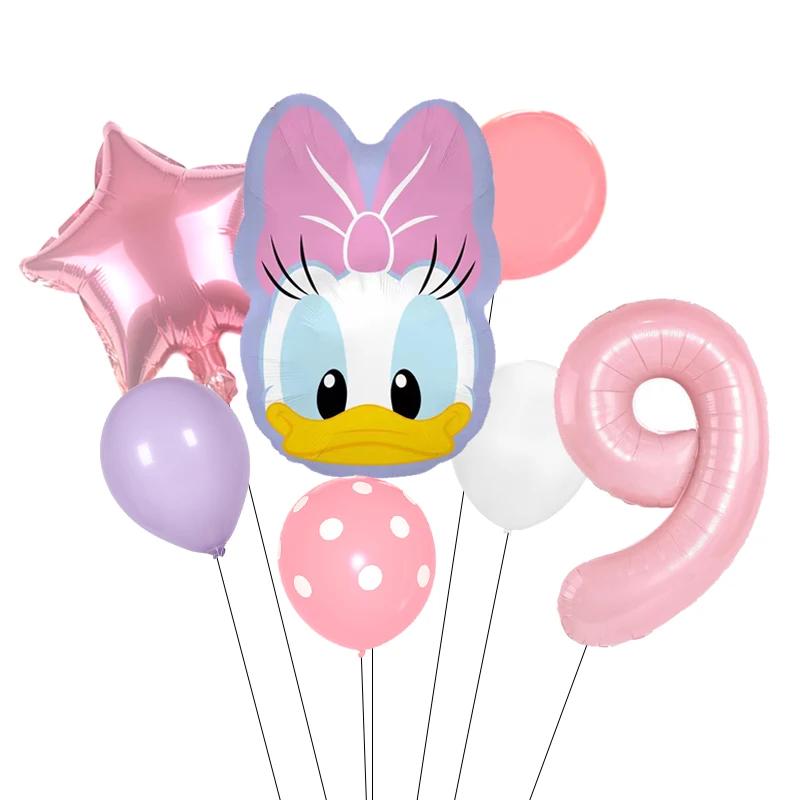 Cartoon Donald Number Duck Daisy Aluminum Film Balloon Set Spherical DIY Birthday Arrangement Party Decoration Balloons Kawaii