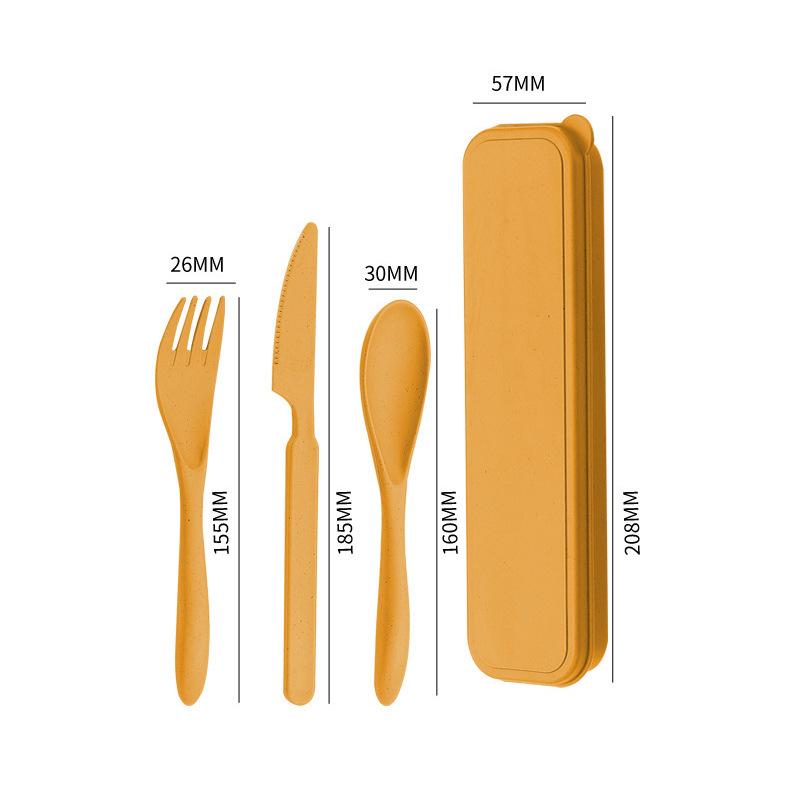 Eco Friendly Wheat Straw Portable Cutlery Set Fork Spoon Knife Reusable Lightweight Travel Utensils with Carrying Case