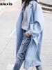 New Autumn/Winter Women's Casual Long Length Solid Color Warm Wool Coat