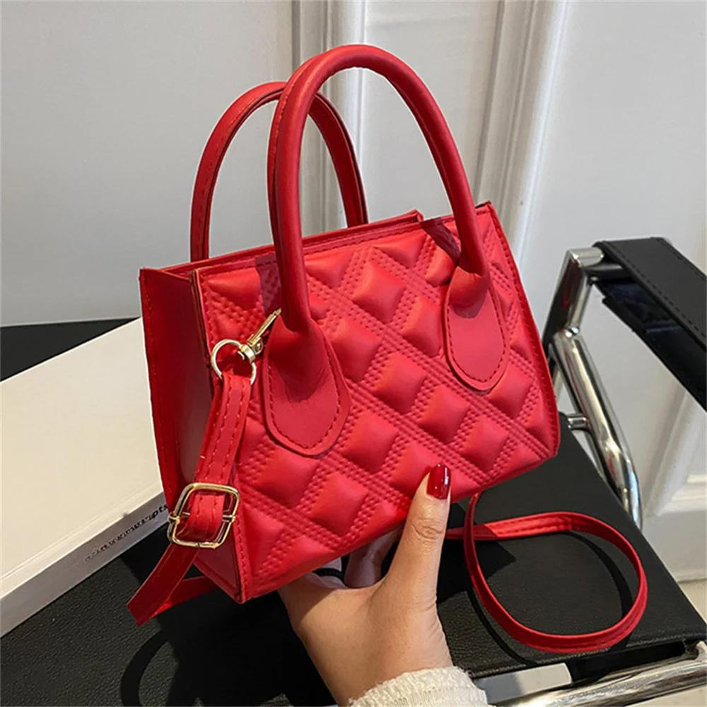 Women's Retro PU Leather Square Crossbody Bag Fashion Solid Shoulder Handbag with Zipper