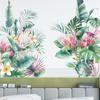 Tropical Green Leaves and Floral Wall Sticker Self-Adhesive Removable for Living Room Entryway Home Decor