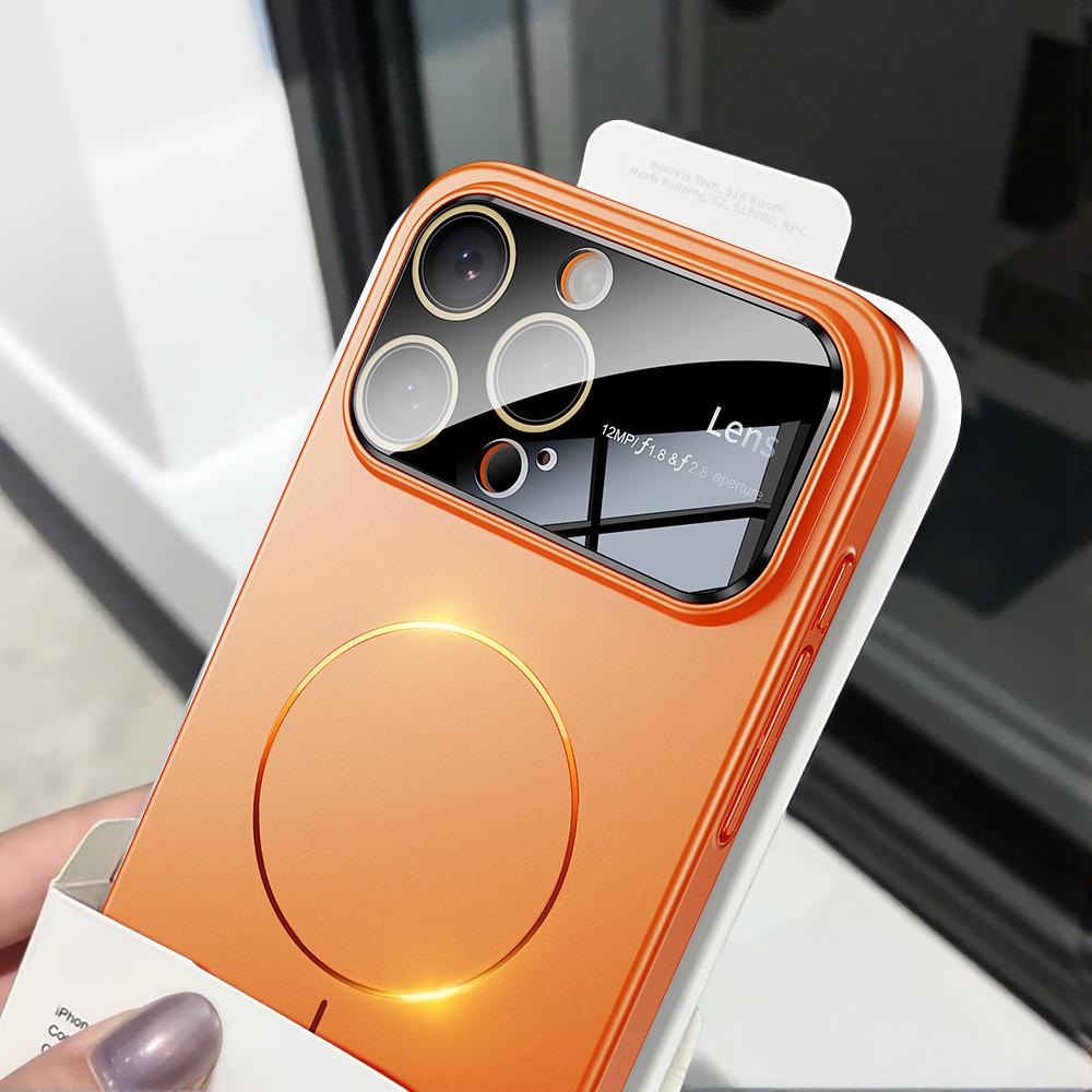 Large window PC matte skin feeling oil injection suitable for iPhone16Pro fine ring magnetic mobile phone case Apple 15 anti-drop