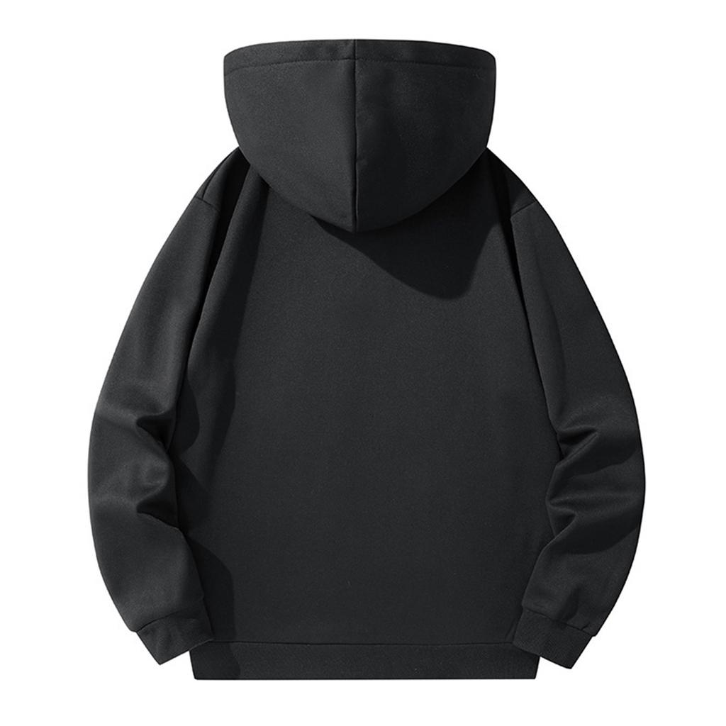 Men's Casual Loose Solid-Color Half-Zip Hooded Sweatshirt, Sports Sweatshirt
