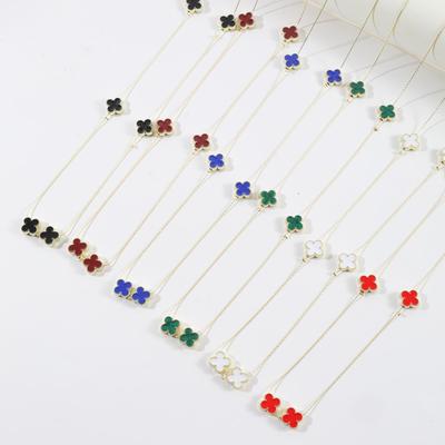 Multi-Color Four-Leaf Clover Stackable Long Sweater Chain (130cm) - Autumn/Winter