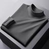 Men's Double-Sided Velvet Half-High Collar Long-Sleeve Black T-Shirt for Autumn and Winter