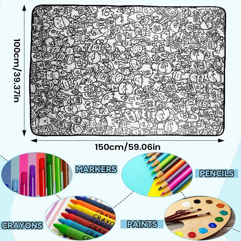 100x150cm DIY Maldecke Malen Sie Ihre eigene Decke Weiches Gemütliches Fleece Zeichenmatte Waschbar Wiederverwendbar Gemütliche Wohnkultur Decke