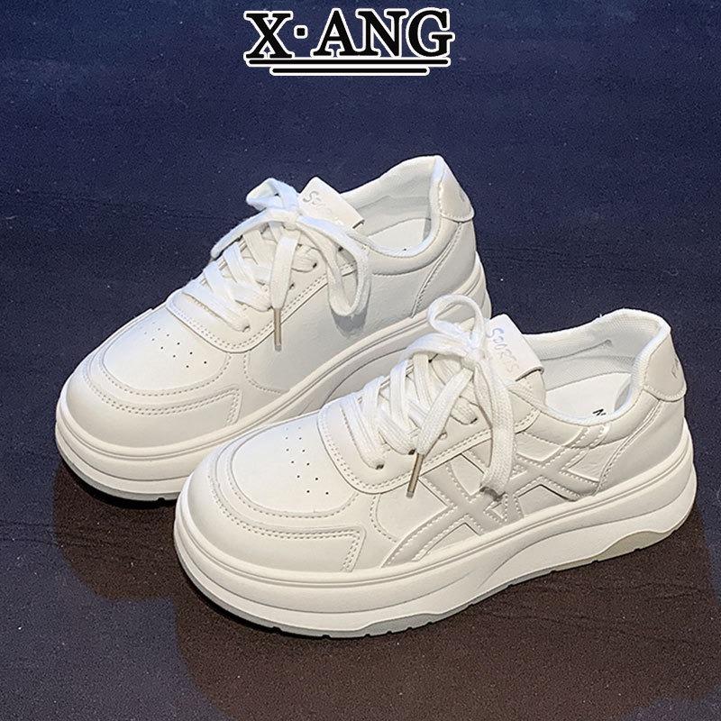 Cowhide platform white shoes children's shoes versatile student board shoes autumn new casual sports shoes women's