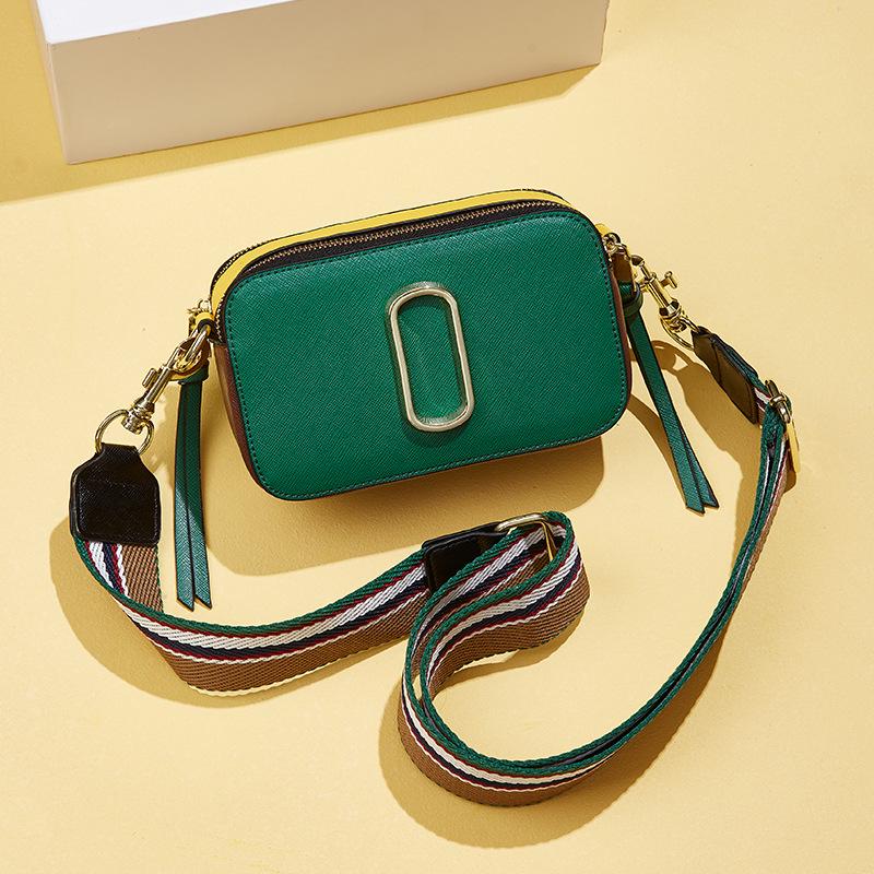 Women's 2025 Trendy Colorblock Wide Strap Camera Crossbody Bag with Double Zipper