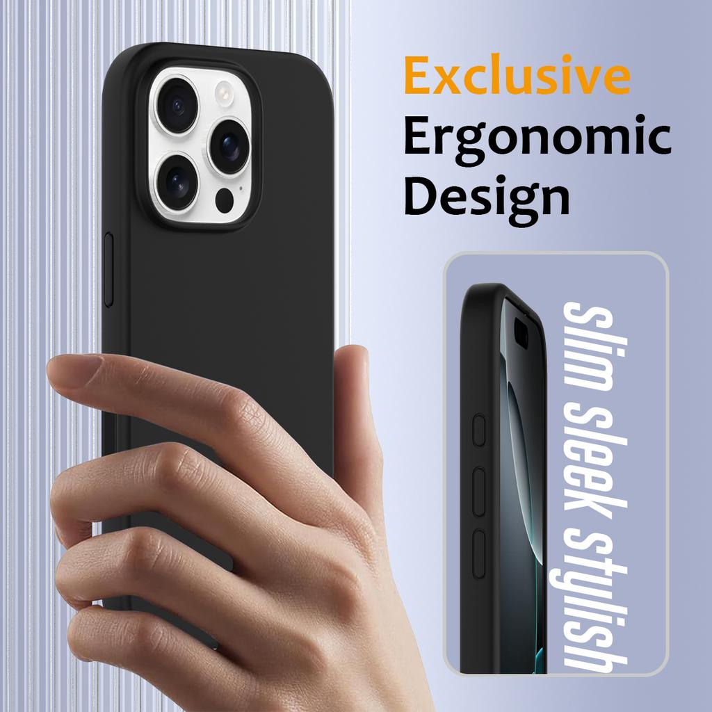 For iPhone 16 Pro Max Case Compatible with MagSafe Liquid Silicone Phone Cover with Camera Touch Control Button