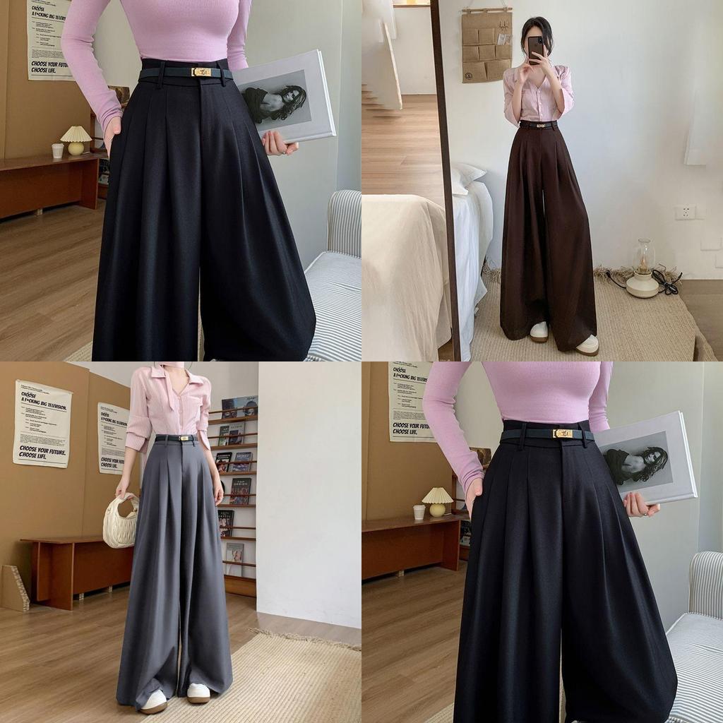 Old Money Style Womens Wide Leg Pants With Belt For Casual Chic Fashion