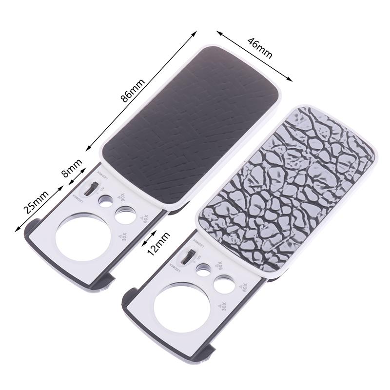30X 60X 90X Pocket Jewelry Magnifier With Uv Led Light Slide Out Magnifying Glass Optical Lens Loupe For Diamonds Coins Stamps