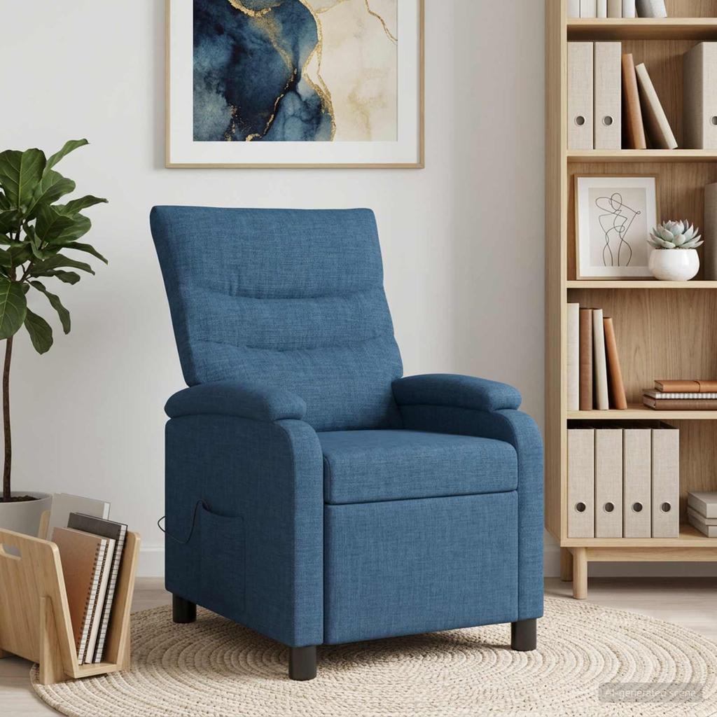 Massage Relax Chair Blue Fabric