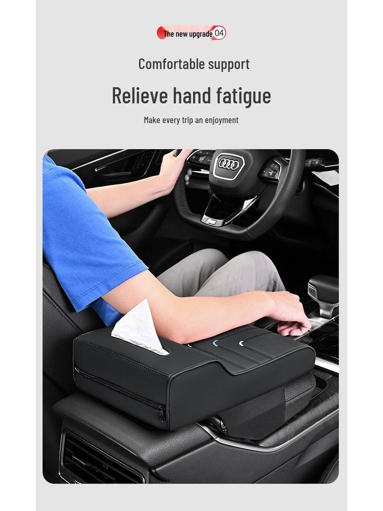 Universell bilarmstödspdyna av minnesskum med hållare för papperslåda