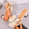 Fashion Summer Open Toe Flower Slippers Women Fashion Slip on Shoes Ladies Designer High Heels Shoes Elegant Dress Women's Sandals
