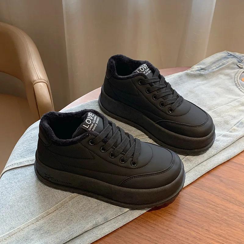 Fashion Women Winter Plus Cashmere Plush Warm Sneakers New Fashion Casual Sports Shoes Female Thick Sole High Top Increase Sports Shoes