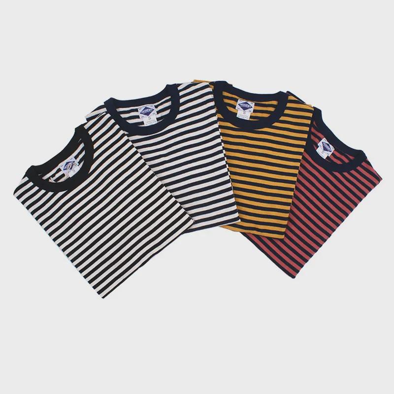 OKONKWO Letní pruhované pánské námořnické tričko khaki a tmavě modré