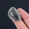 Stingray Coral Gemstone Art Deco New Statement Ring Size 7.5 925 Sterling Silver