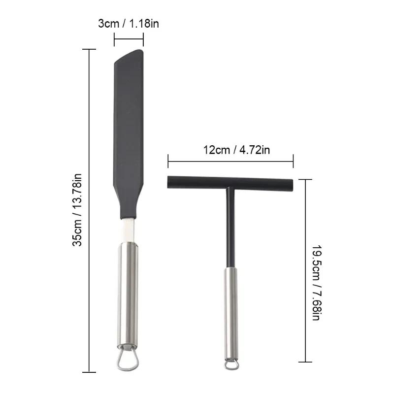 304 Stainless Steel French Crepe Spreader Pancake Like Batter Spreading Tools Pancake Like Batter for Bakery Kitchen + Spatula