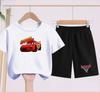Children Aged 3 to 14 Summer Fashion T-shirt set Children Disney Car Print T-shirt + shorts Girl Boy Casual Tops Toddler Clothes