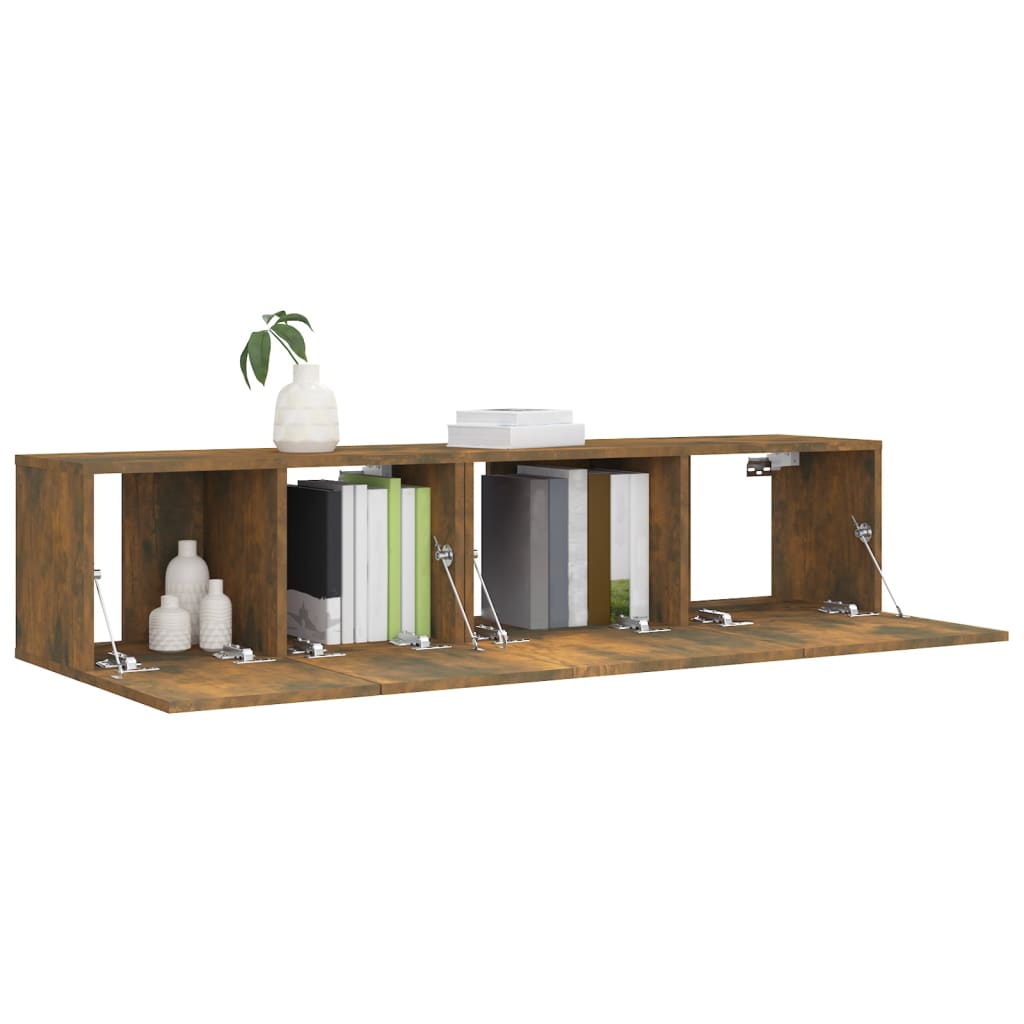 Vidaxl Set of 2 TV Cabinets, Smoked Oak Wood-Based Material