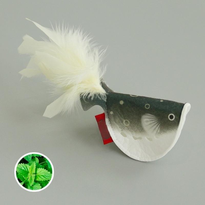 

Игрушка-дразнилка для кошек, интерактивная, с перьями, пищащая, с кошачьей мятой, игрушка для котят, имитация рыбки, забавная, для тренировки кошек, жевательная игрушка с кошачьей мятой, аксессуары серый