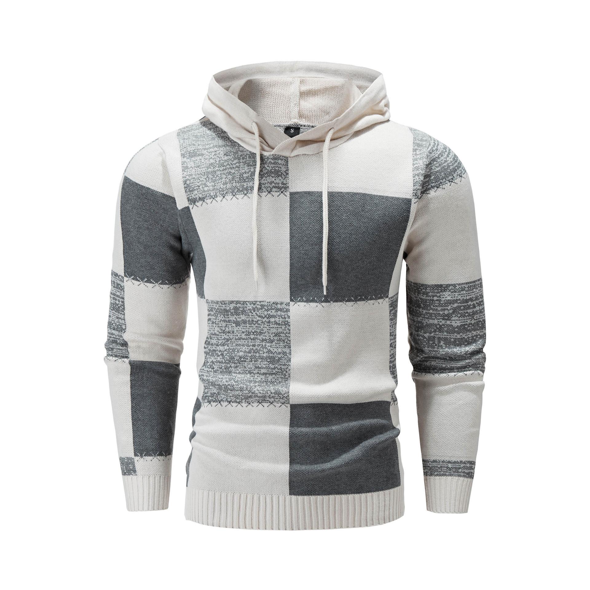 Sweater Hoodie Men s Color Blocked Digital Printed Long Sleeved Hoodie Sweater S хаки
