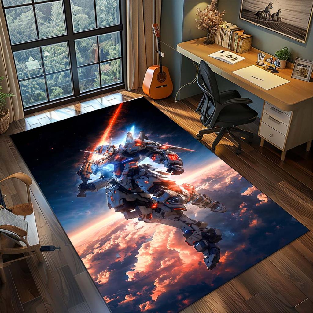Gundam Anime Mecha Robot Rug Carpet Large Area Rug Non Slip Washable Floor Mat Gamer Room Bedroom Home Decor