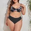 2 Teile/satz Frauen Bikini Druck Einstellbar Plus Vintage Muster Größe Sling Split Badeanzug für Urlaub