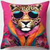 1pc, 2D Flat Printing Zipper Throw Pillow Cover, Trendy Fashion Theme Pillowcase with Leopard, Fash