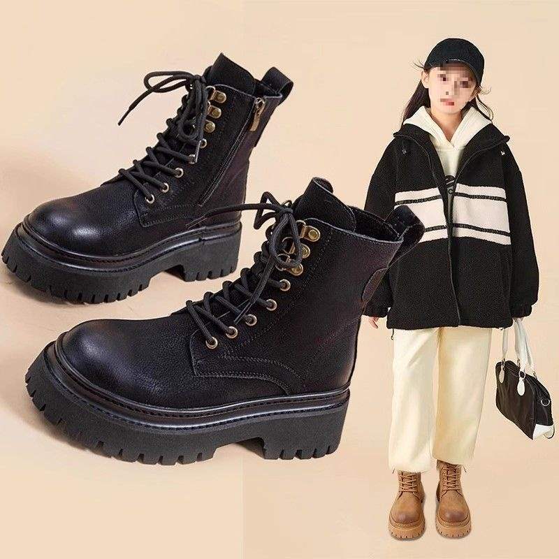 Girls Martin boots 2025 new autumn and winter children's velvet princess short boots medium and older children's British style girls boots