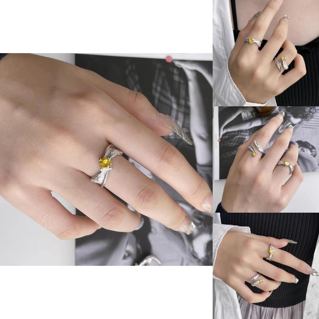Unique Irregular Textured Zirconia Stone Ring For Women Fashionable Adjustable Open Band