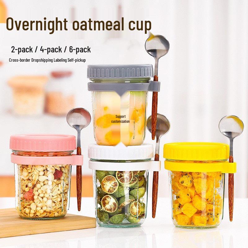 Oatmeal Portable Breakfast Blender Cup - Thickened Glass, Sealed for Milk or Salad