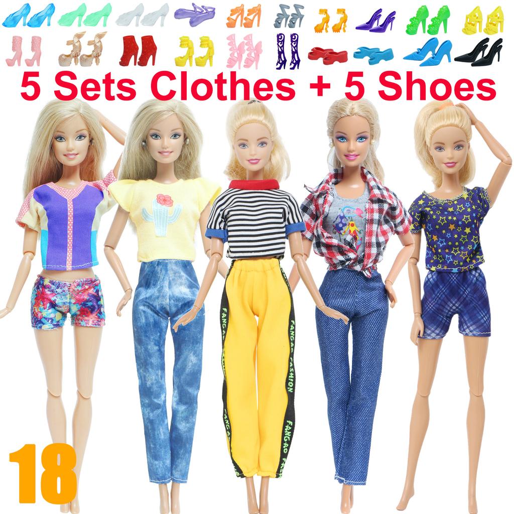 10 Stück/Set Mode-Outfits Ba Puppe Bie Hemd Hose Kleid Schuhe 11,5 Zoll Puppenkleidung Puppenhaus 11,8" 30cm 1/6 Puppenzubehör