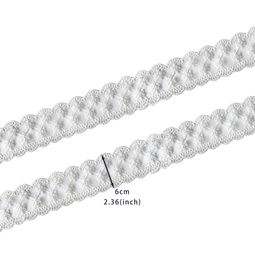 French Lace White Beads Clothing Accessories Hair Accessories Headgear Lolita Skirt Decoration Organza Barcode