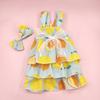 1 sada Pet Dress Měkký Pohodlný vrstvený design Bez rukávů Citronový potisk Denní nošení