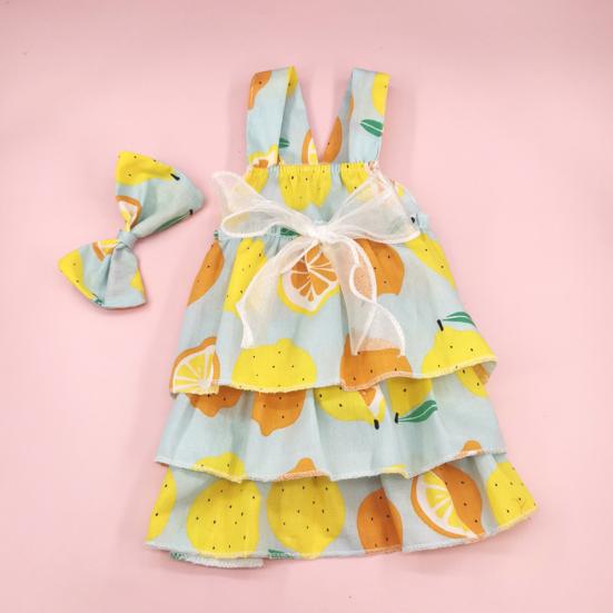1 sada Pet Dress Měkký Pohodlný vrstvený design Bez rukávů Citronový potisk Denní nošení