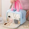 Spacious Multi Compartment Makeup Organizers With Cute Handle Durable Polyester Travel Cosmetic Case For Daily Use