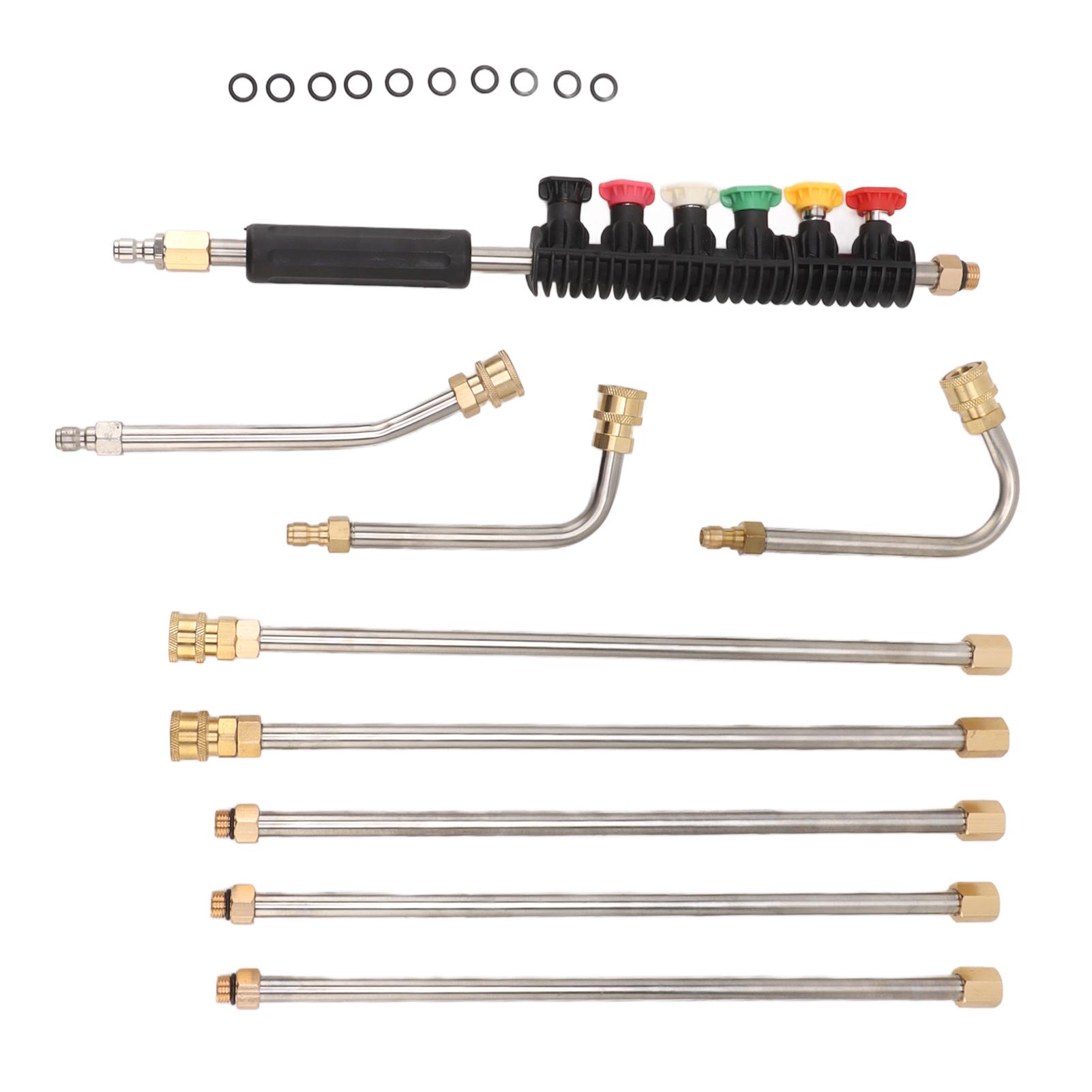 

Pressure Washer Extension Wand 5 Straight Rod 3 Curve Rod Set Power Washer Lance with 6 Nozzles 1 4in Quick Connect