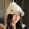 Solid Color Rabbit Fur Texture Hat Polyester Peaked Cap Warm Ear Flap Hat  Girls